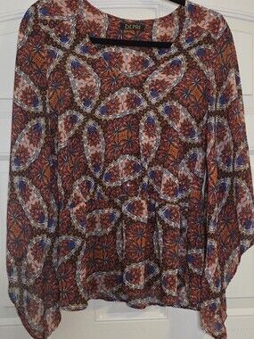Depri - Women's Printed Boho Blouse in Rust Multi